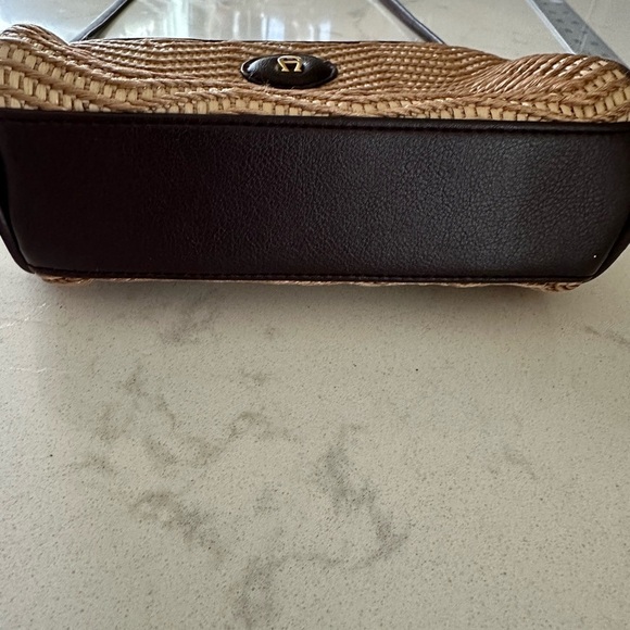 Vintage  Etienne Aigner Woven Straw & Leather Handbag Purse - Picture 9 of 14